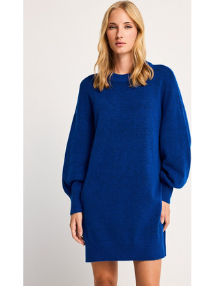 Funky Buddha Mini Καθημερινό Φόρεμα Πλεκτό Navy Μπλε FBL014-107-13