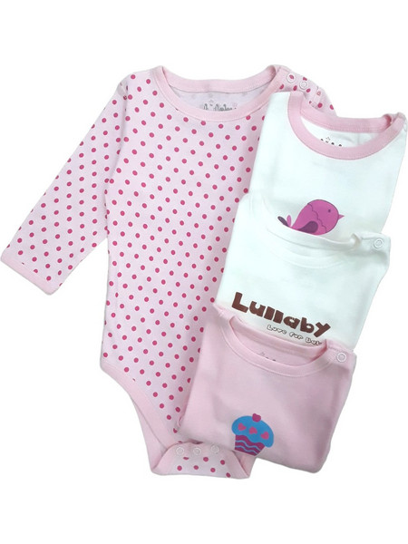 Lullaby Planet Σετ Φορμάκια Εσώρουχα Μακρυμάνικα για Κορίτσι Λευκό Ροζ 9991705