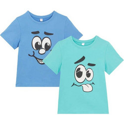 Bonprix Σετ Παιδικά T-Shirt Κοντομάνικα Γαλάζιο Τιρκουάζ 977018