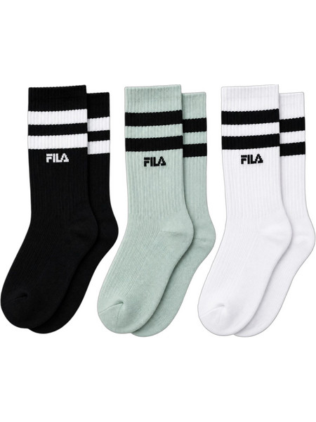 Fila Ανδρικές Κάλτσες Ψηλές με Σχέδια Γκρι Μαύρες Λευκές 3Pack F9090-923