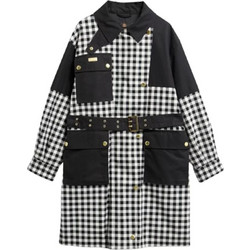 Barbour Γυναικεία Καπαρντίνα Υφασμάτινη Καρό Λευκή Μαύρη LSP0345-BK11