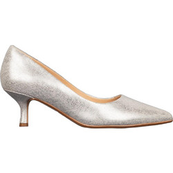 Clarks Violet55 Γόβες Δερμάτινες με Λεπτό Χαμηλό Τακούνι Ασημί 26171859