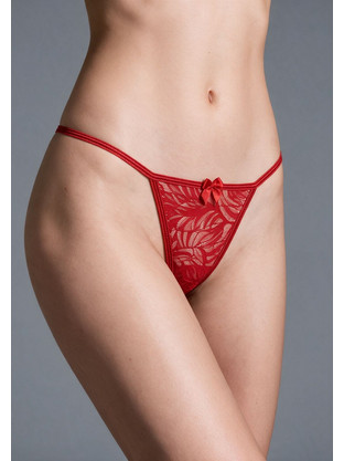 Milena By Paris Γυναικείο Sexy String με Δαντέλα Κόκκινο 6971