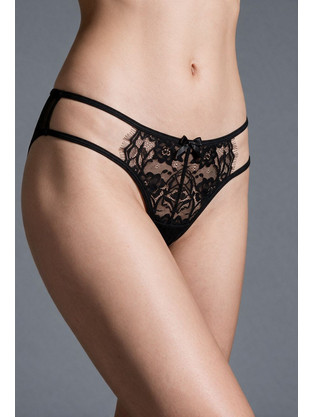 Milena By Paris Γυναικείο Sexy String με Δαντέλα Μαύρο 7757