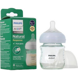 Philips Avent Natural SCF671/17 Γυάλινο Μπιμπερό με Θηλή Σιλικόνης κατά των Κολικών 0m+ 120ml