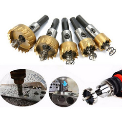 5pcs HSS 6542 Titanium Coated Hole Sawtooth Saw Cutter Drill Bit Set 16/18.5/20/25/30mm
