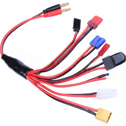 Charger Adapter Cable 8-in-1 4.0mm Banana Plug Charger Adapter Lead Cord w/ Connectors Deans TRX JST Tamiya Futaba RX EC3 XT60