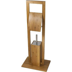 Bamboo Βάση για χαρτί τουαλέτας με Πιγκάλ 2 σε 1 από ξύλο Μπαμπού, 31x21x80 cm - Aria Trade