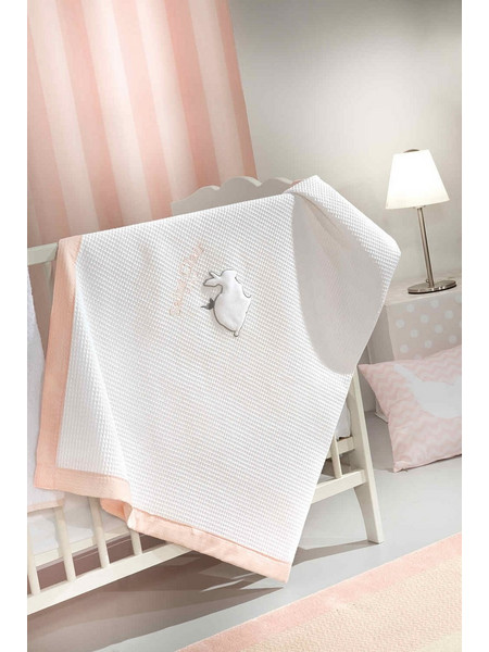 Saint Clair Bebe Lapin Κουβέρτα Πικέ 110x150 Λευκή Ροζ