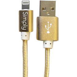 Simply Data Braided USB-A to Lightning Cable 1.5m Gold