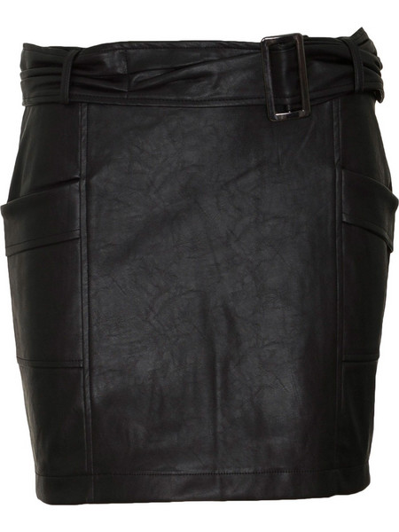 Kendall + Kylie Μίνι Φούστα Δερμάτινη Pencil Μαύρη KKC.9W1.050.005