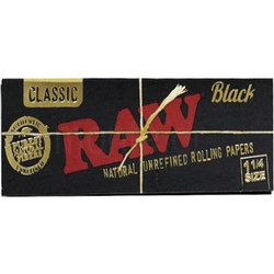 Raw 1+ 1/4 ακατέργαστο Black Classic Natural Unrefined rolling papers-50 φύλλων