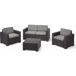 California Σετ Σαλόνι Κήπου Rattan 4τμχ Μαύρο 20128954