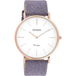 Oozoo Timepieces Γυναικείο Ρολόι με Μωβ Δερμάτινο Λουράκι C20152