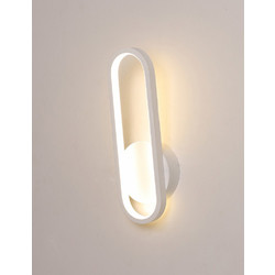 Φωτιστικό απλίκα led 14W τοίχου (επίτοιχο) μεταλλικό λευκό χρώμα οβάλ 4000Κ ενδιάμεσο φυσικό λευκό φως 34cm x 12cm x 7cm