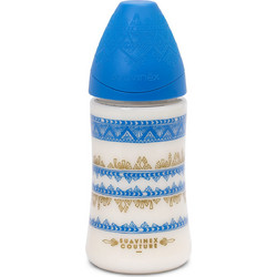 Suavinex Haute Couture 304147 Πλαστικό Μπιμπερό με Θηλή Σιλικόνης κατά των Κολικών 0m+ Blue 270ml