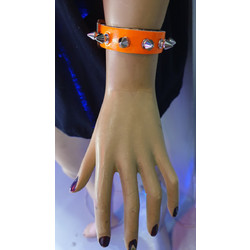 Χειροποίητο Δερμάτινο Περικάρπιο Wristband με Καρφιά - Πορτοκαλί