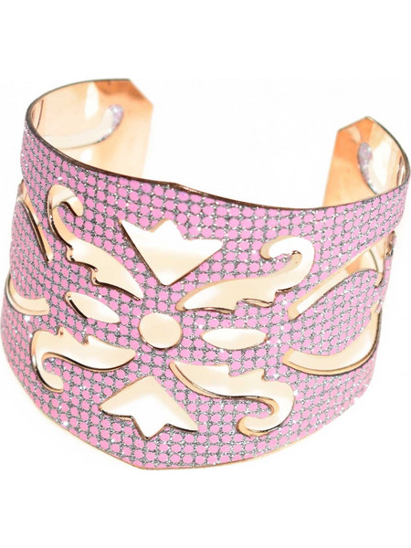 Βραχιόλι φο μπιζού ορείχαλκος bangle με εντυπωσιακή αστραφτερή επιφάνεια σε ροζ χρυσό χρώμα BZ-BR-00154