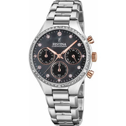 Festina Γυναικείο Ρολόι Χρονογράφος με Ασημί Μεταλλικό Μπρασελέ F20401/4