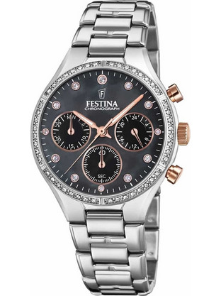 Festina Γυναικείο Ρολόι Χρονογράφος με Ασημί Μεταλλικό Μπρασελέ F20401/4