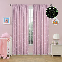 Beauty Home Παιδική Κουρτίνα Συσκότισης Φωσφοριζέ με Τρέσα 140x270 Art 6141 Pink