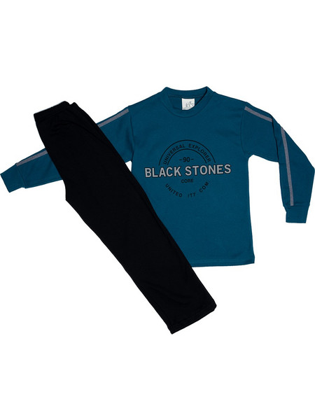 KOYOTE Εφηβική βαμβακερή πυτζάμα Black Stones (8-16 ετών)ΚΓ1001-1 Πετρόλ