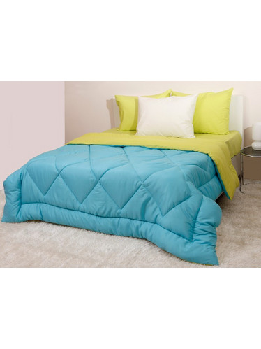 Viopros Πάπλωμα Υπέρδιπλο Microfiber Microfiber 220x240 Τιρκουάζ/Λαχανί