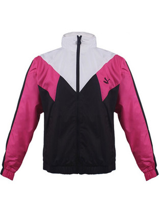 Puma Sports Αθλητικό Γυναικείο Μπουφάν Κοντό Αντιανεμικό Μαύρο Λευκό Ροζ 565740-01