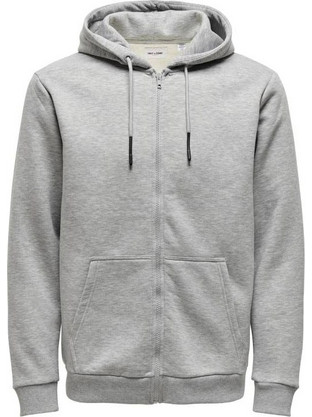 Only & Sons Ανδρική Ζακέτα με Κουκούλα Γκρι 22018684-GREY