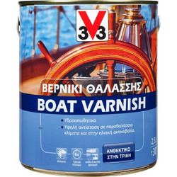 V33 Boat Varnish Θαλάσσης Βερνίκι Ξύλου Διαλύτου Gloss Διάφανο 2.5lt