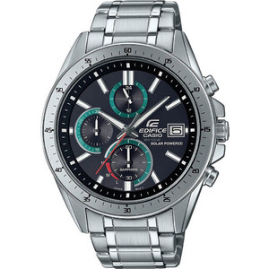 Casio Edifice Ανδρικό Ρολόι Χρονογράφος Solar με Ασημί Μεταλλικό Μπρασελέ EFS-S51D-1BVUEF