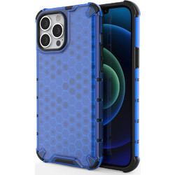 Honeycomb Case armor cover with TPU Bumper for iPhone 13 Pro Max blue