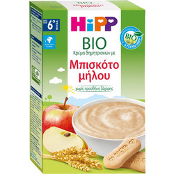 Hipp Bio Βιολογική Βρεφική Κρέμα Δημητριακών με Μπισκότο Μήλου 6m+ Χωρίς Ζάχαρη 250gr