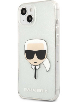 Karl Lagerfeld Glitter Karl`s Head Back Cover Silver (iPhone 13 mini)
