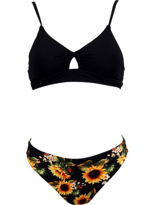 Gsecret Bikini Set Μπουστάκι με Ενίσχυση Floral Μαύρο L2102-19929