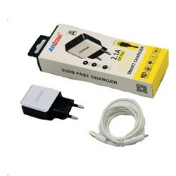 Andowl Φορτιστής με Καλώδιο Micro USB με 2 Θύρες USB-A White DT-T01