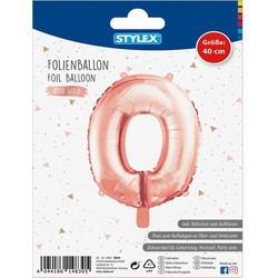 Μπαλόνι μεταλλιζέ Stylex 40cm αριθμός 0 rosegold (14830)