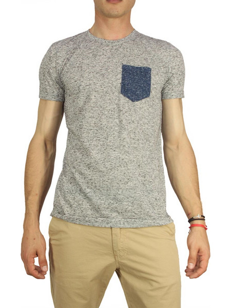 Ανδρικό t-shirt γκρι μελανζέ με τσεπάκι 16066-gr