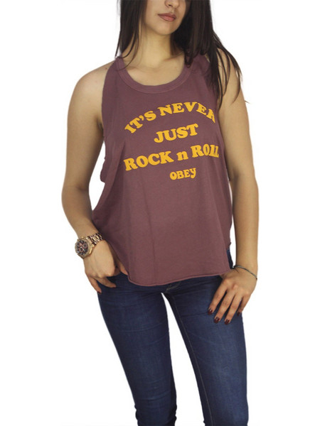 Obey γυναικείο τοπ Never just rock n roll dusty merlot 265940762