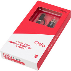 Osio OTU-495B Καλώδιο USB σε micro USB & USB TYPE C με αντάπτορα - 1 m