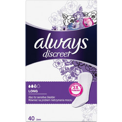 Always Discreet Pads Long Σερβιέτες Ακράτειας 3 Σταγόνες 40τμχ