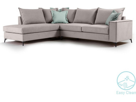 Pakoworld Romantic Γωνιακός Καναπές Δεξιά Γωνία Μπεζ 290x235x95cm 168-000032