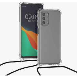 KWmobile Διάφανη Θήκη Σιλικόνης με Λουράκι Λαιμού - Motorola Moto G51 5G - Transparent / Black (57000.01)