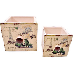 Fylliana Paris Σετ 2 Κασπώ Κεραμικό Μπεζ 15x14cm FL47412Α