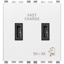 Πρίζα Τροφοδοσίας USB C+C 5V 3A 2 Στοιχείων Λευκή Eikon