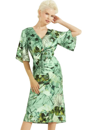 Guess Ariel Midi Καλοκαιρινό Φόρεμα για Γάμο / Βάπτιση Floral Κρουαζέ Πολύχρωμο W2GK23WD8G2-P82U