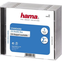 1x5 Hama Standard CD Double Jewel Case transp/black 44745
