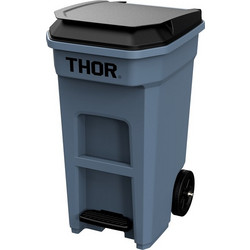 Κάδος Πλαστικός THOR βαριάς κατασκευής 120LT με ρόδες pedal amp καπάκι 52x66 3x94cm γκρι TRUST c427926