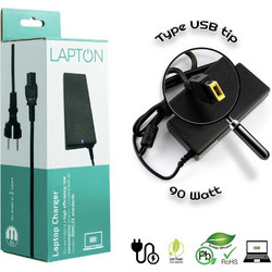 Lapton Φορτιστής Laptop 90W 20V 4.5A για Lenovo με Ενσωματωμένο Καλώδιο Τροφοδοσίας & Σετ Βυσμάτων CH-AC17
