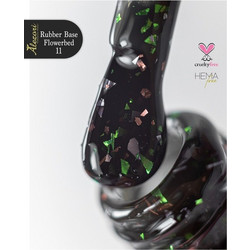 Alezori Flowerbed 11 Rubber Base Glitter Ημιμόνιμο Βερνίκι Νυχιών 15ml